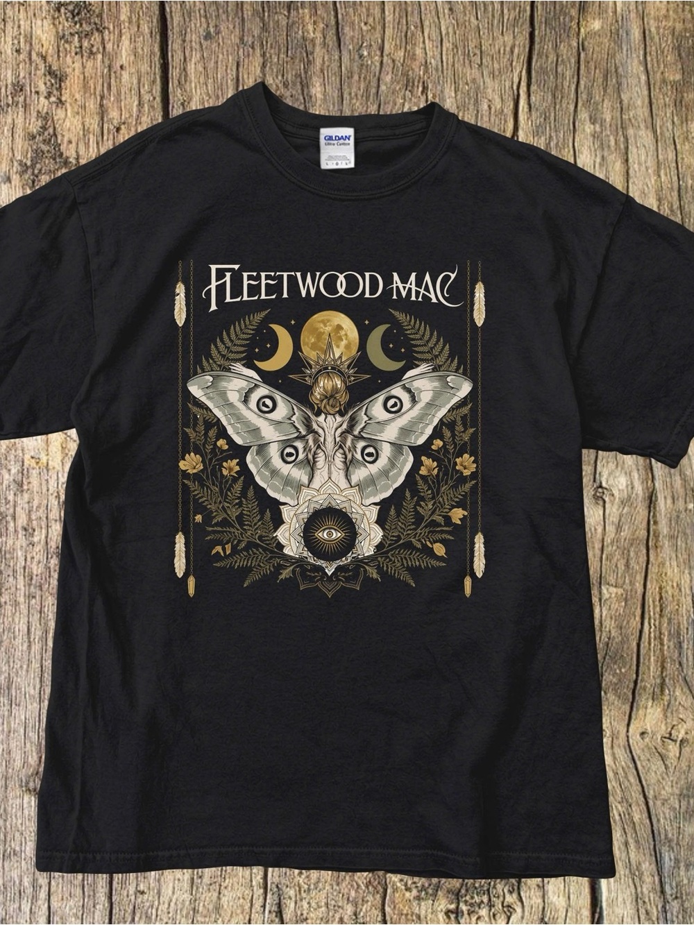 Fleetwood Mac Graphic Tee Moth Butterfly Vintage Band Shirt Boho Celestial Y2K